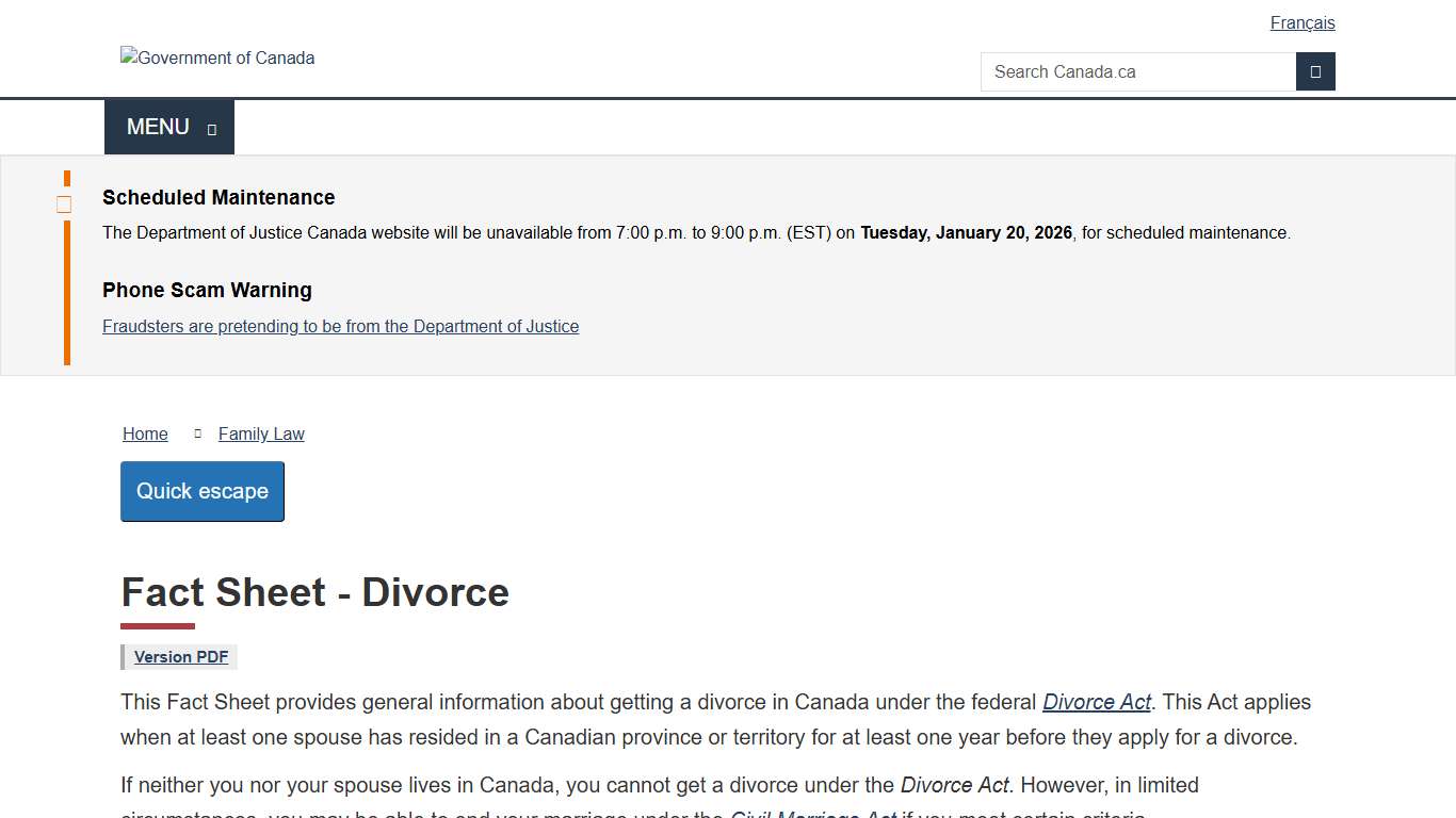 Fact Sheet - Divorce